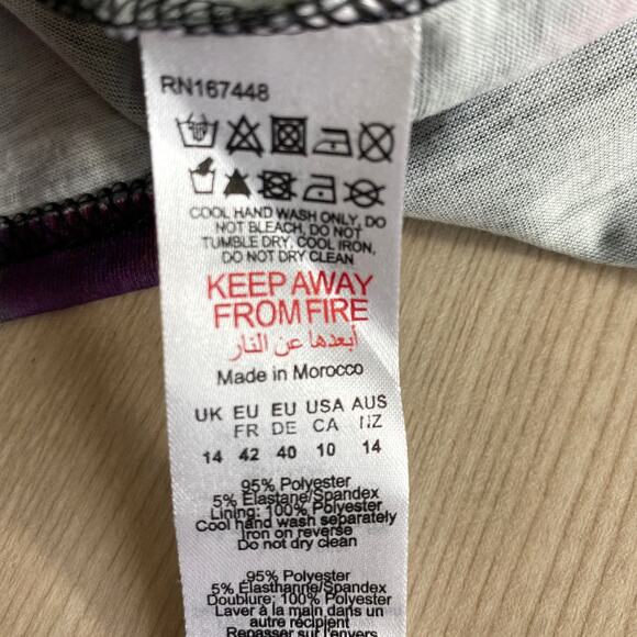 Pretty Little Thing Y2K Pencil Skirt Women Size 14 Purple Abstract Print Stretch - Picture 4 of 6